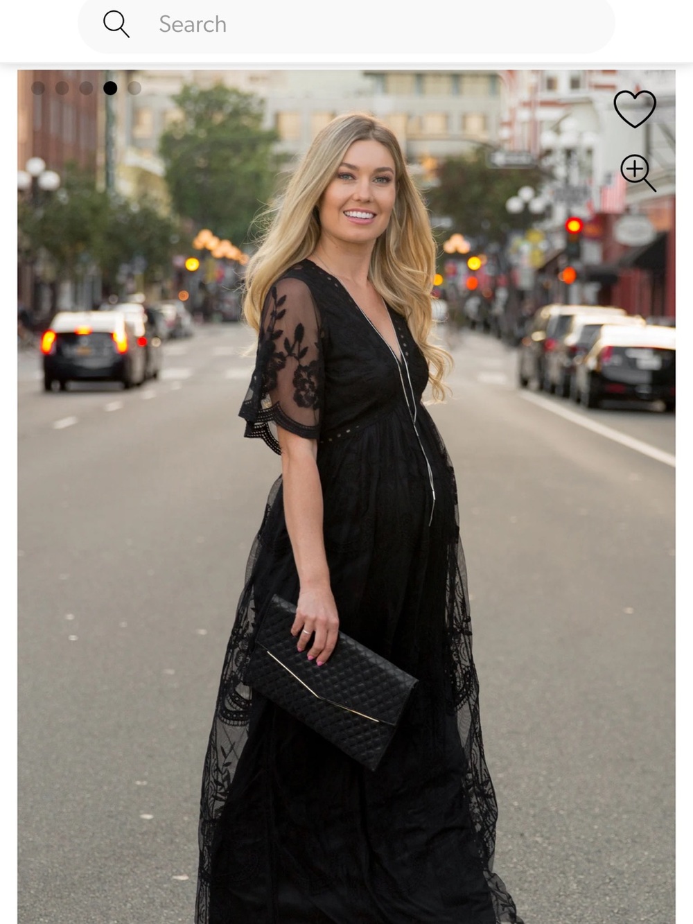 Pinkblush Black Lace Maxi Dress with V-Neck and Flutter Sleeves - Picture 4 of 8